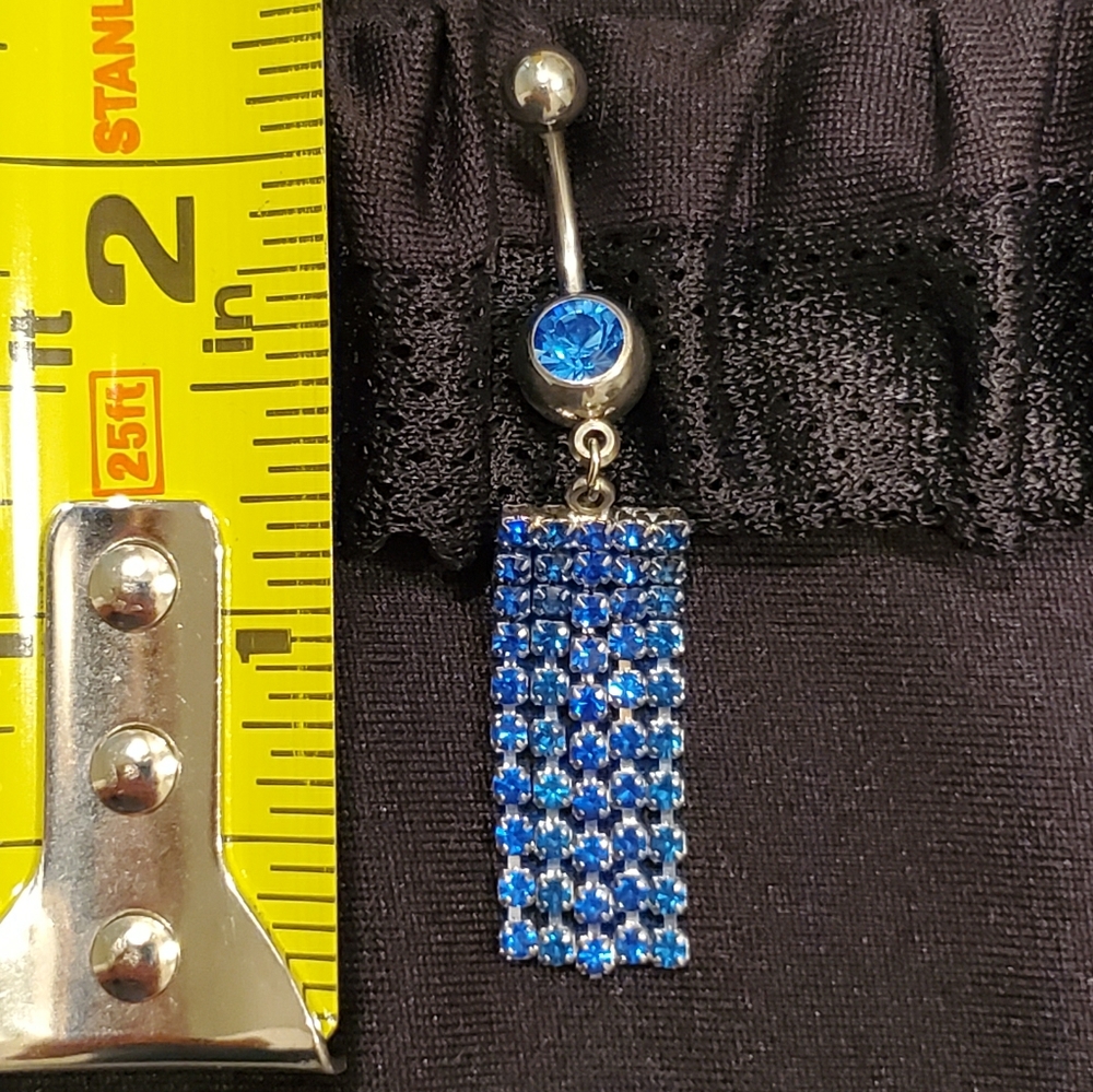 Belly/Naval Ring w Blue Jewels 14 ga.